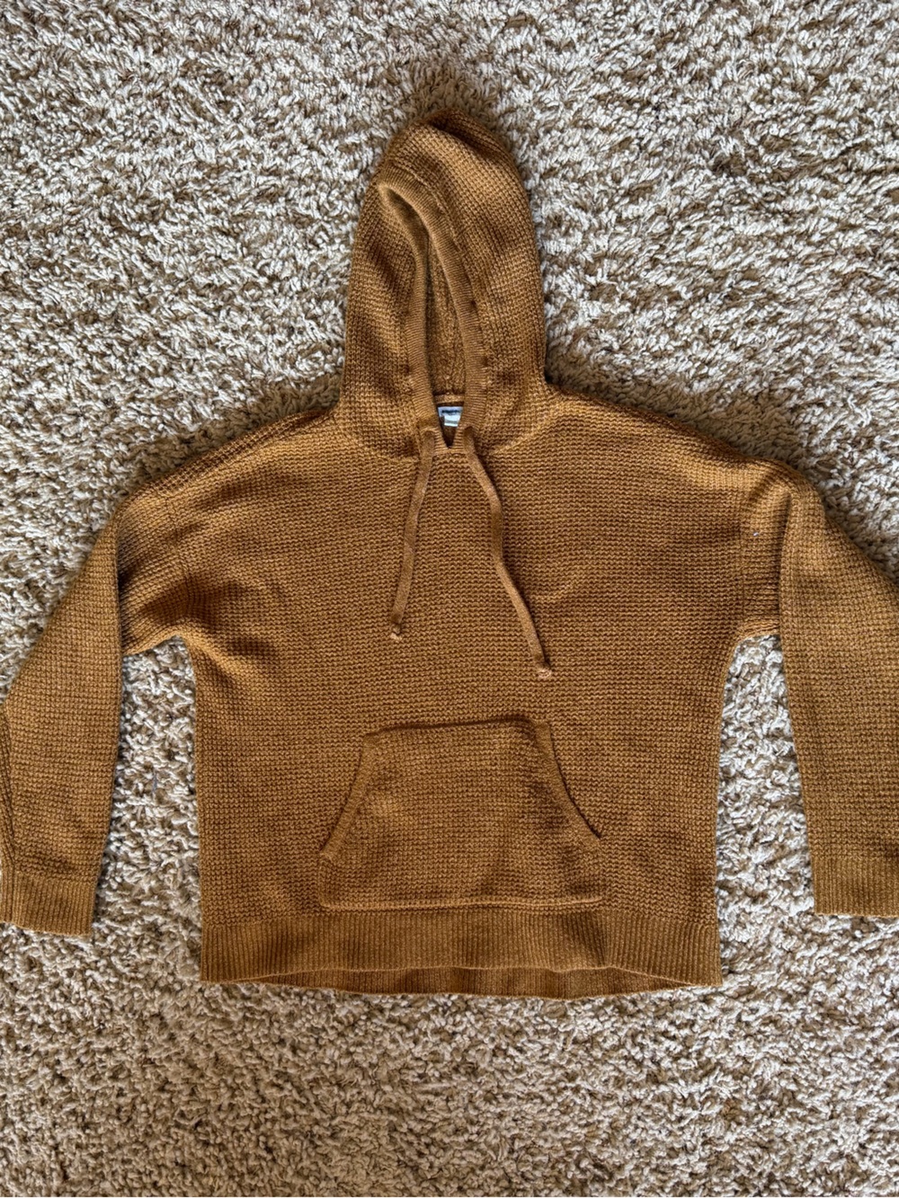 Aerie Mustard Knit Hoodie Sweater Cozy Pullover. Size XS
